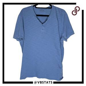 Vince Men's Cotton Slub Knit Stretch Short Sleeve Henley T-Shirt Blue Size Large